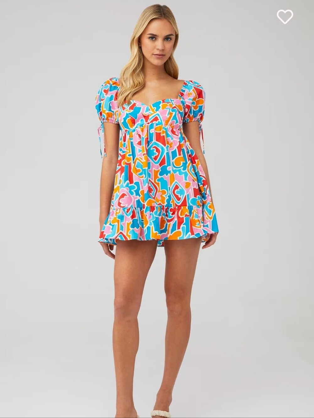 Amanda Uprichard Multicolor Puff-Sleeve Mini Dress - Blue, Pink, Orange, Yellow